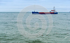 Cargo ship, Baltic sea, empty container ship