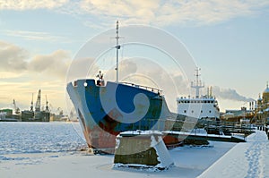 Cargo ship at berth.