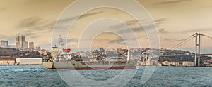 Cargo ship on Bosphorus