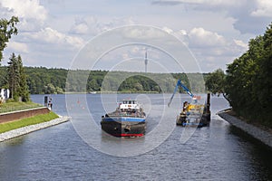 Cargo ship in canal