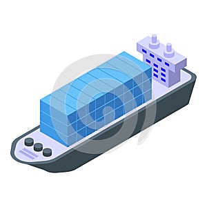 Cargo ship carrying container delivering isometric view