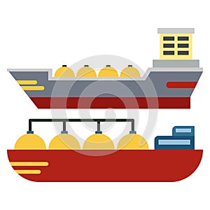 Cargo ship container, oil tanker ship set in the ocean transportation, shipping freight transportation. illustration