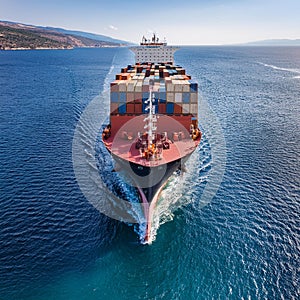 cargo ship in Corinth canal, AI generated