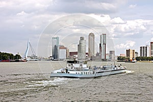 Cargo ship cruising in Rotterdam Netherlands