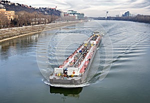 Cargo ship on the Danube