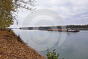 Cargo ship on Danube river