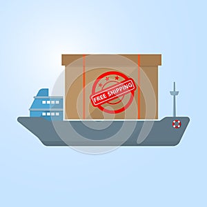 Cargo ship deliver box on vessel free shipping