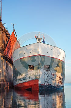 Cargo ship docked for loading