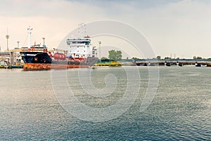 cargo ship docked in the port