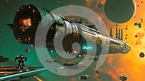 Cargo Ship Docking at Spaceport