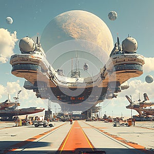 Cargo Ship Docking at Spaceport