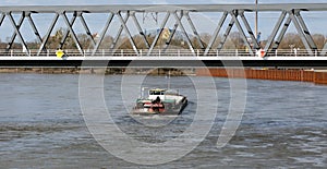 Cargo ship on the Elbe in Dessau RoÃŸlau