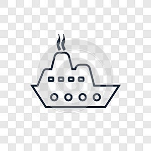 Cargo Ship Front View concept vector linear icon isolated on transparent background, Cargo Ship Front View concept transparency l