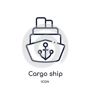 cargo ship front view icon from people skills outline collection. Thin line cargo ship front view icon isolated on white