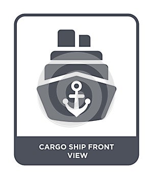 cargo ship front view icon in trendy design style. cargo ship front view icon isolated on white background. cargo ship front view