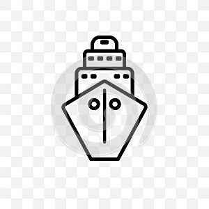 Cargo Ship Front View vector linear icon isolated on transparent background, Cargo Ship Front View transparency concept can be use