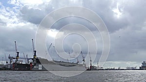 Cargo ship in Hamburg port.