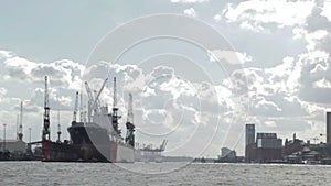 Cargo ship in Hamburg port.