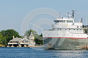 Cargo Ship and Home near Alexandria Bay