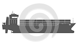 Cargo Ship Icon with Container Loads in the export-import Shipping Process.