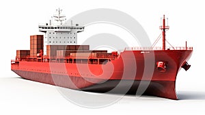 cargo ship isolated on white background. generative ai