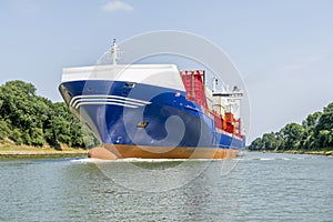 Cargo ship in the Kiel Canal