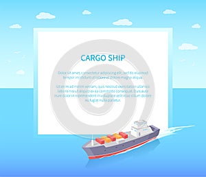 Cargo Ship Leaves Trace in Sea Marine Vessel Icon
