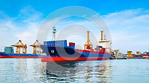 Cargo ship leaving the port