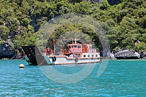 Cargo ship,The little ferry in Thailand