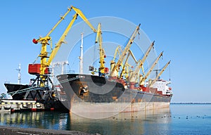 Cargo ship on loading