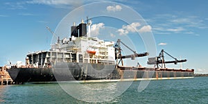 Cargo ship at the loading terminal, Gladstone Harbour, Queensland