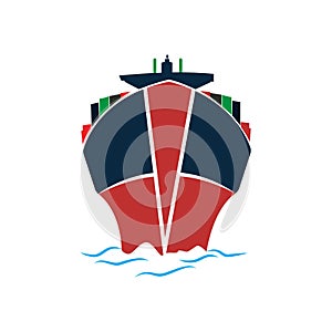 Cargo ship Logo Design Template. Big Ship With Goods.