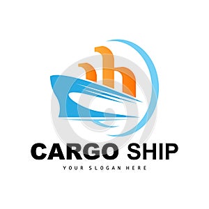 Cargo Ship Logo, Fast Cargo Ship Vector, Sailboat, Design For Ship Manufacturing Company, Waterway Sailing, Marine Vehicles,