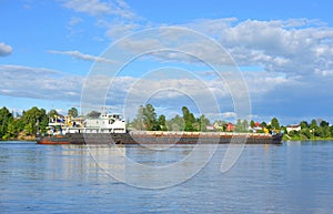 Cargo ship on the Neva river.