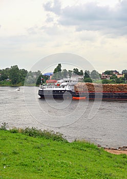 Cargo ship on the Neva river.