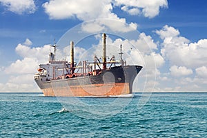 Cargo ship at open sea