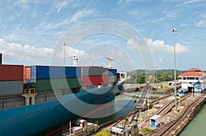 Cargo Ship in the Panama Canal