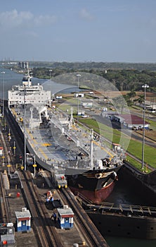 Cargo Ship in Panama Canal