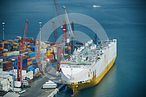 Cargo ship in port