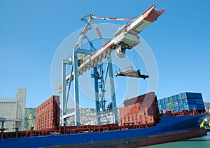 Cargo ship in a port