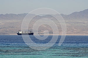 Cargo ship on the red sea