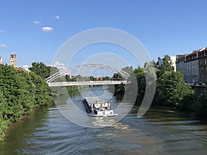 Cargo ship on the Regnitz river
