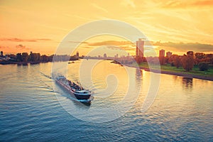 Cargo ship in the river Rhine