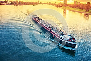 Cargo ship in the river Rhine