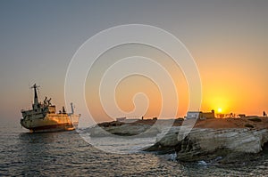 Cargo ship run aground