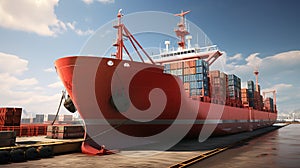 Cargo ship sailing at ocean, Global business logistics and transportation international container ship. generative ai
