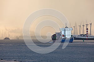 Cargo ship sailing from Rotterdam