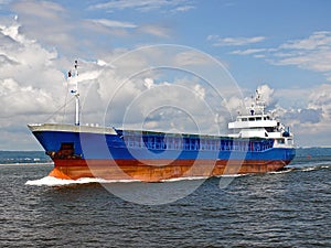 Cargo ship at sea