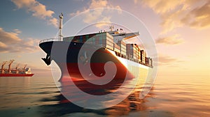 cargo ship at sea with Ai Generated