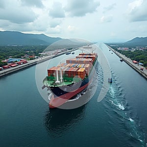 cargo ship in the sea AI generated